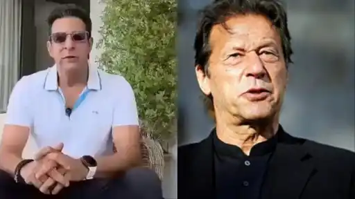 Wasim Akram speaks in a video appeal for Shaukat Khanum's Karachi cancer hospital, alongside Imran Khan