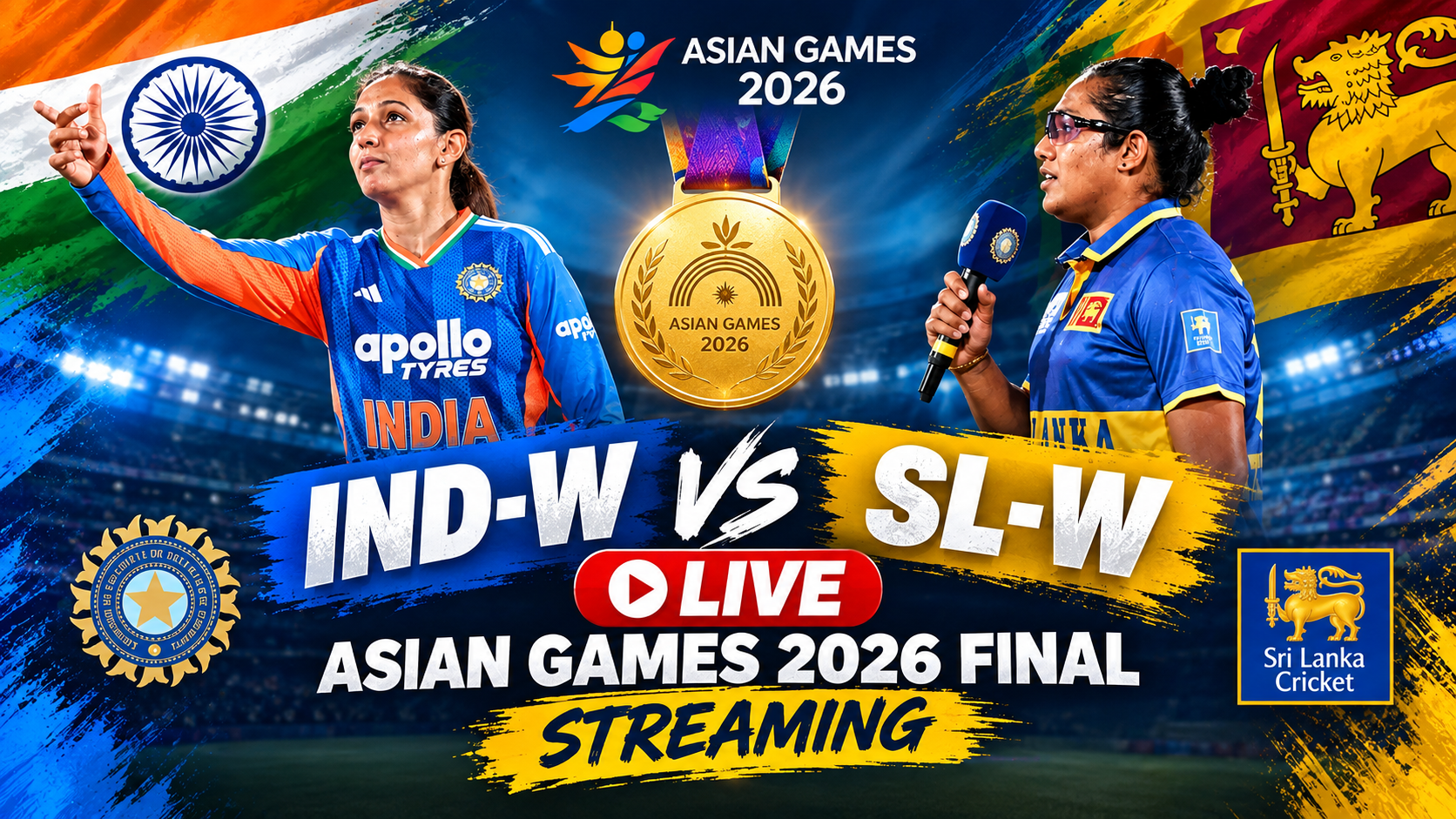 IND-W vs SL-W live: Asian Games 2026 final streaming