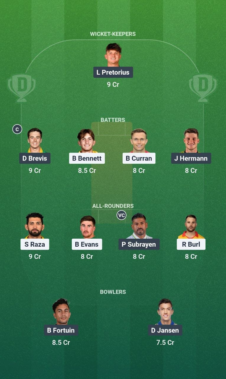ZIM vs SA Dream11 Team