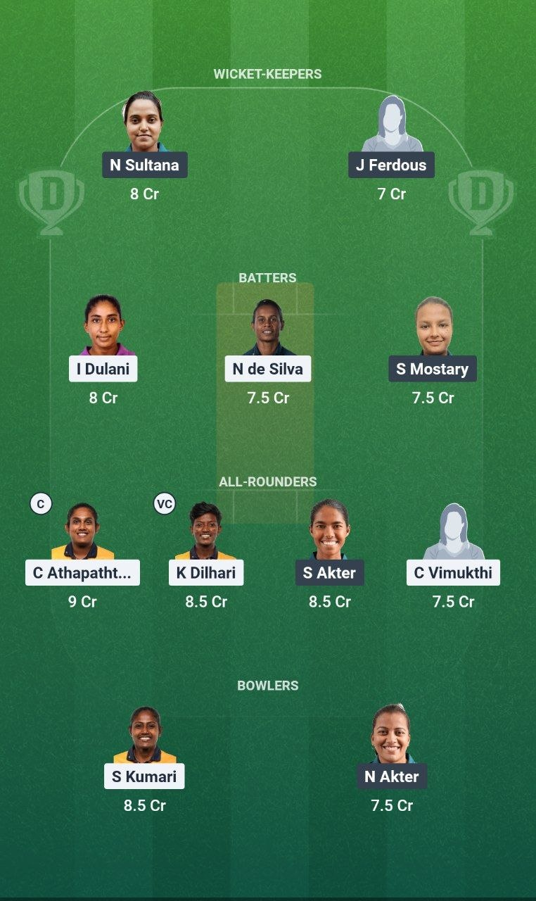 SL-W vs BAN-W Match 10 Dream11 Team