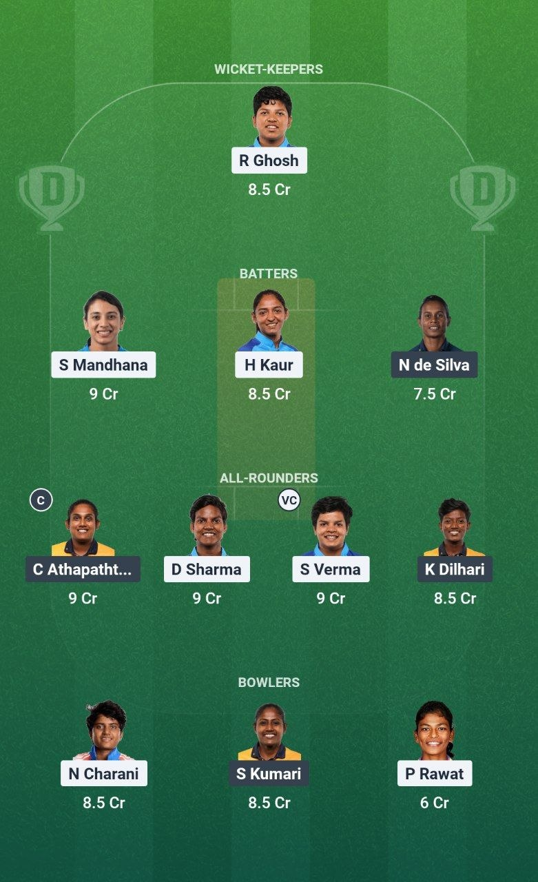 IND-W vs SL-W Dream11 Team