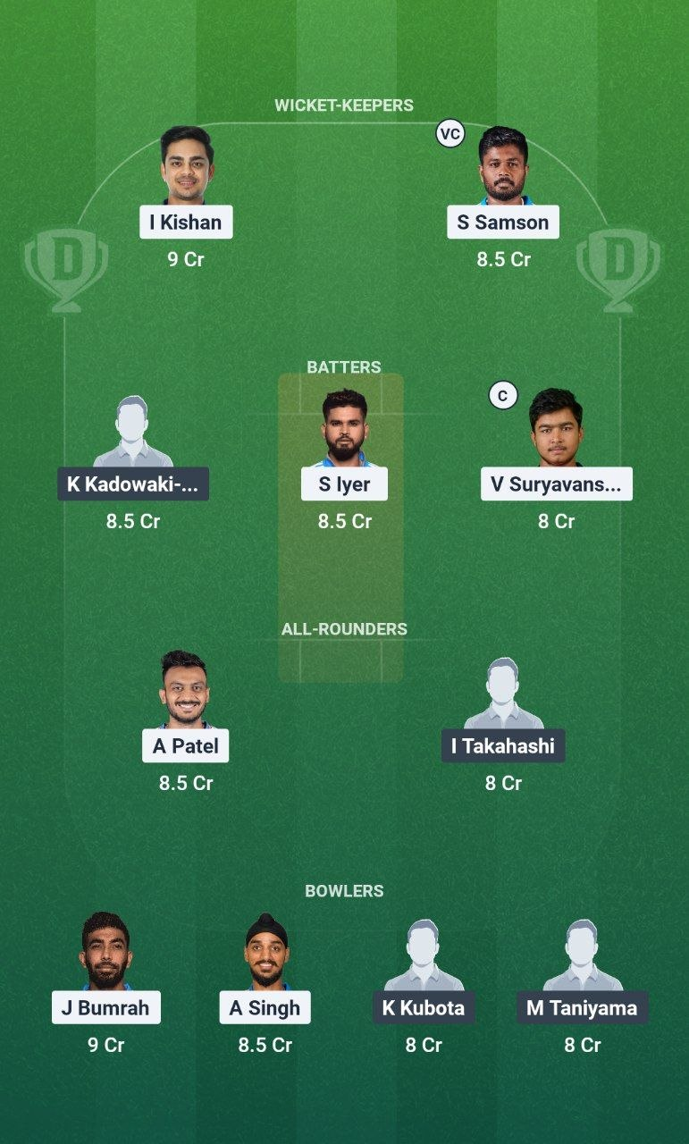 JPN vs IND Dream11 Team