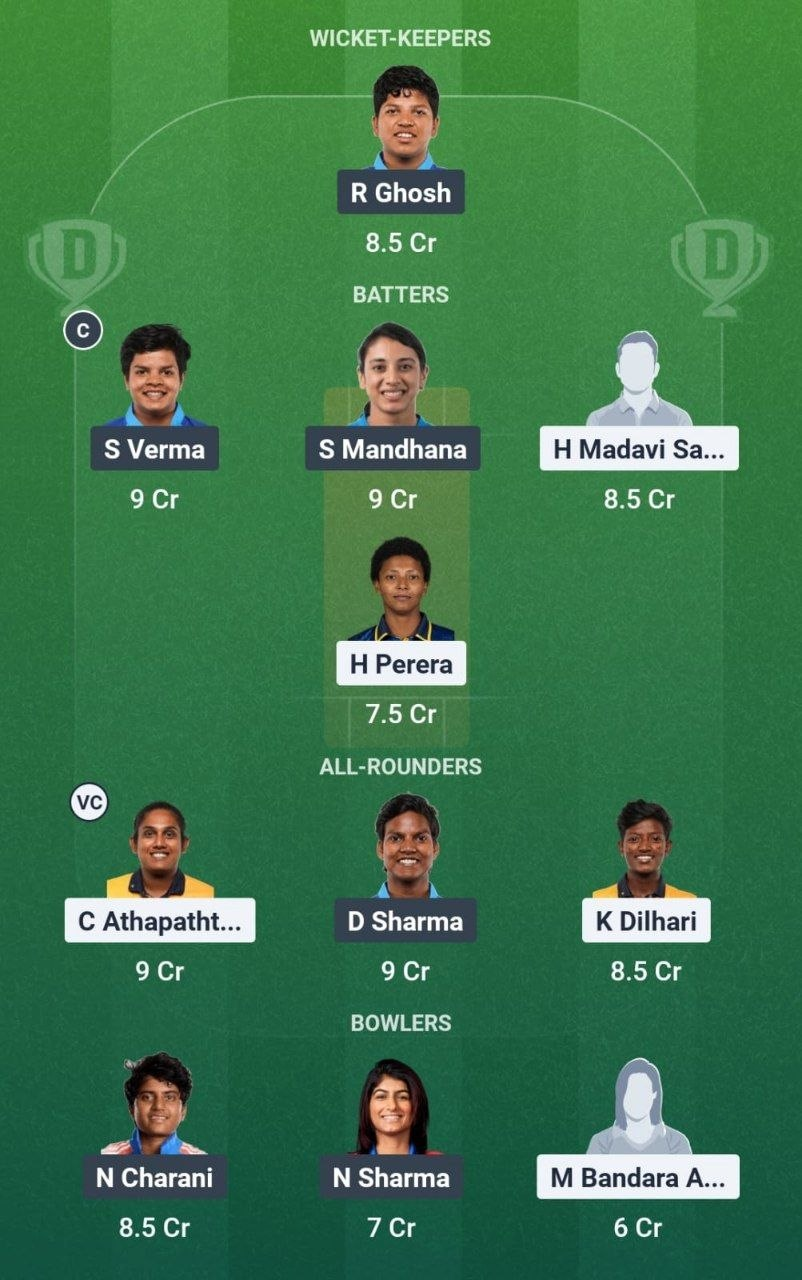IND-W vs SL-W Final Dream11 Team