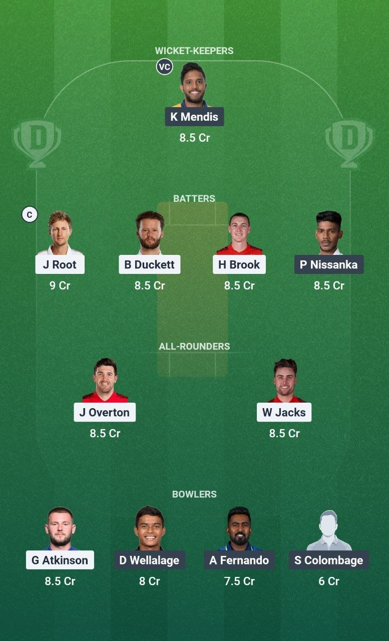 ENG vs SL 2nd ODI Dream11 Team