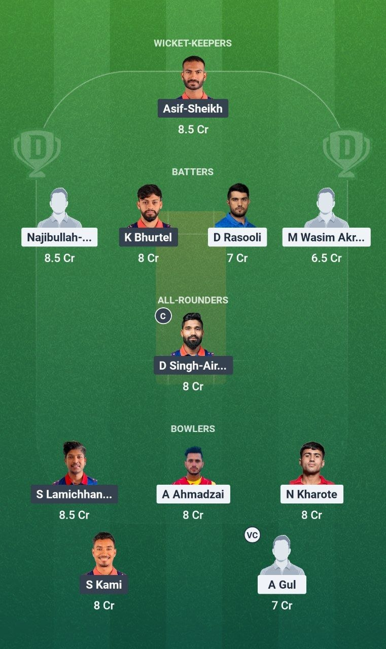 AFG vs NEP Dream11 Team