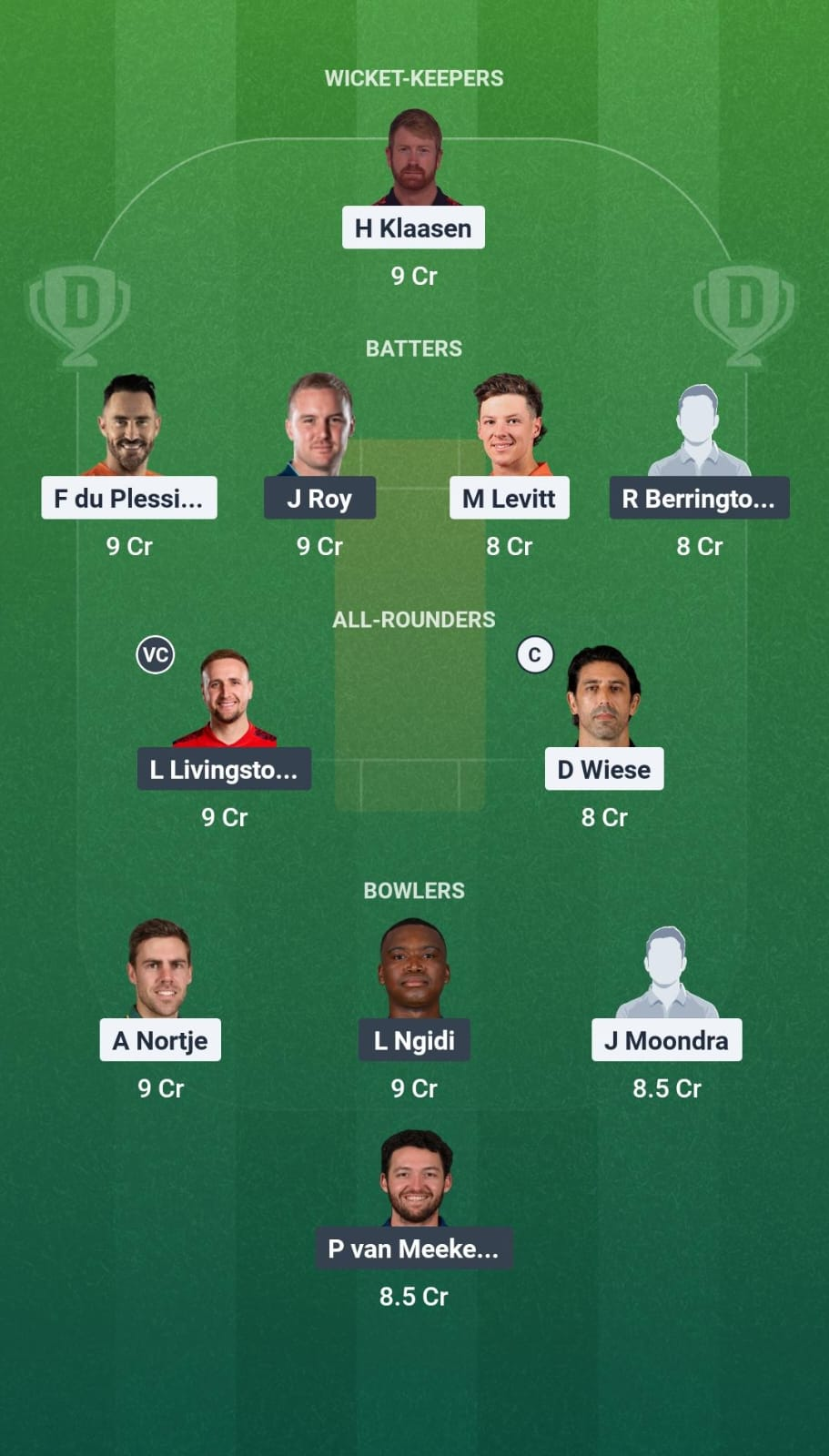 RTD vs GLG Match 19 Dream11 Team