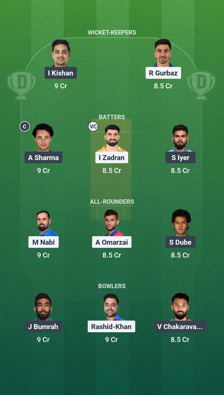 AFG vs IND 1st T20I Dream11 Team