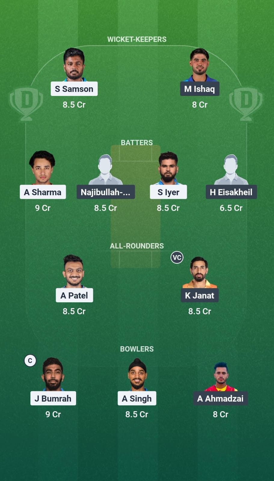 IND vs AFG Quarter-Final 2 Dream11 Team