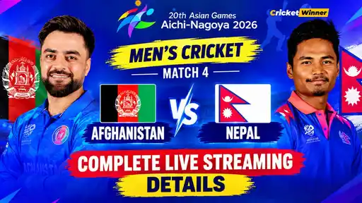 Afghanistan and Nepal cricket team players ahead of their Asian Games 2026 men's cricket Group A match at Korogi Sports Park in Nisshin, Japan