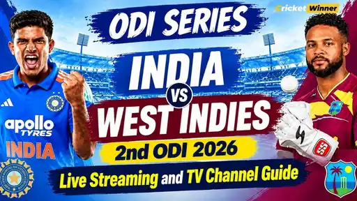 India and West Indies players in action during the 2nd ODI of the 2026 series, with details of where to watch the match live on TV and online in India.