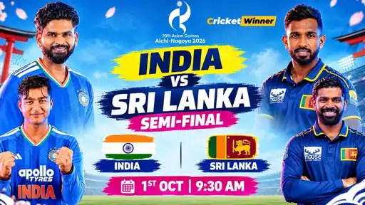 India and Sri Lanka men's cricket teams ahead of the Asian Games 2026 semi-final at Korogi Sports Park in Nisshin, Japan.