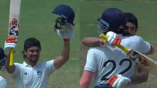 Ishan Kishan celebrates his maiden First-Class double century for East Zone in the Duleep Trophy 2026 final at Chepauk