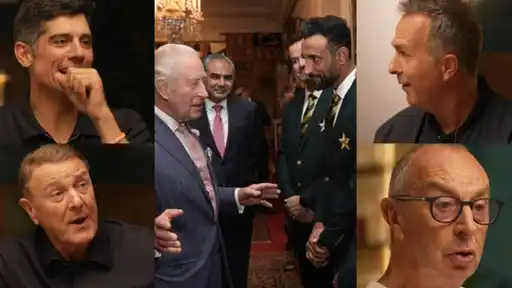 King Charles greets Pakistan players at the royal reception as former England players react with a funny dig