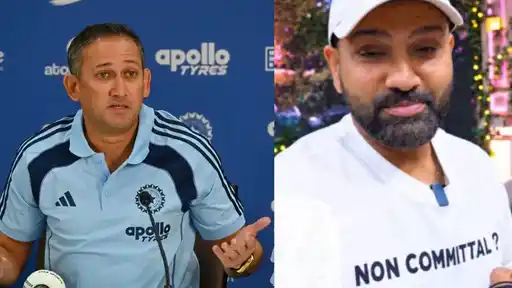 Rohit Sharma wearing Non Committal T-shirt sparks reactions linked to Ajit Agarkar remark
