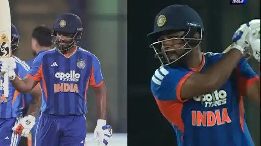 Sanju Samson celebrates his fifty against Afghanistan in the 2nd T20I at Delhi, scoring 57 off 22 balls