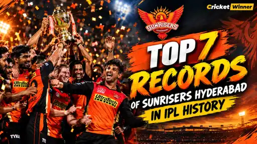 Sunrisers Hyderabad players celebrate with the IPL trophy as part of the franchise's top 7 records in league history