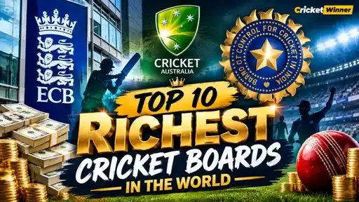 BCCI, ECB, and Cricket Australia logos for the top 10 richest cricket boards in the world ranking