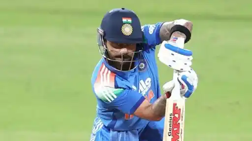 Virat Kohli reacts after reaching 15,000 ODI runs, becoming the fastest ever, during IND vs WI 1st ODI 2026
