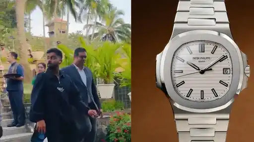 Virat Kohli wearing a Patek Philippe watch as he arrives in Thiruvananthapuram for the West Indies series