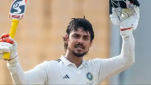 Ishan Kishan celebrates his century for East Zone against South Zone in the Duleep Trophy 2026 final, MA Chidambaram Stadium, Chennai