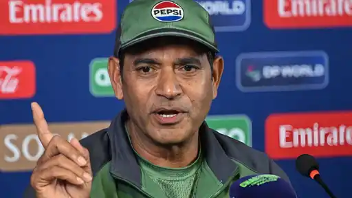 Aaqib Javed speaks at a press conference, reportedly set to be removed from Pakistan's national selection committee following the 3-0 England series defeat