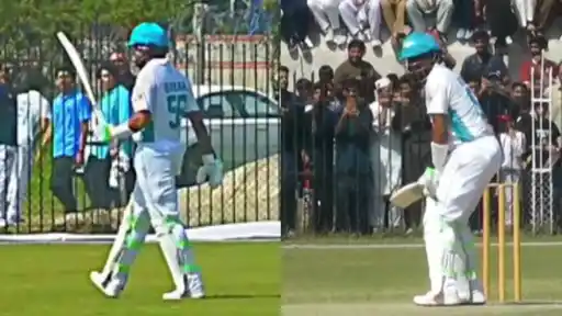 Babar Azam walks back after being dismissed for 4 to end a disappointing domestic cricket return