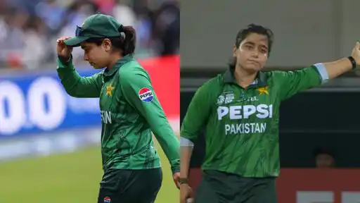 Fatima Sana gestures on the field during the India vs Pakistan Women's Asia Cup 2026 match in Dubai