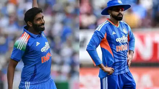 Jasprit Bumrah celebrates as he returns to India's 15-member T20I squad for the series against Afghanistan