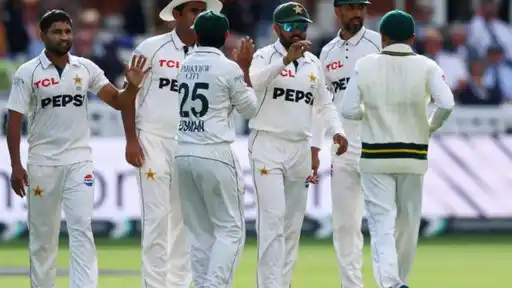 Pakistan players celebrate a wicket during the Lord's Test as match-fixing concerns resurface after PCB's player shake-up