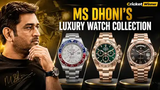 MS Dhoni poses wearing his Rolex watch alongside pieces from his luxury watch collection