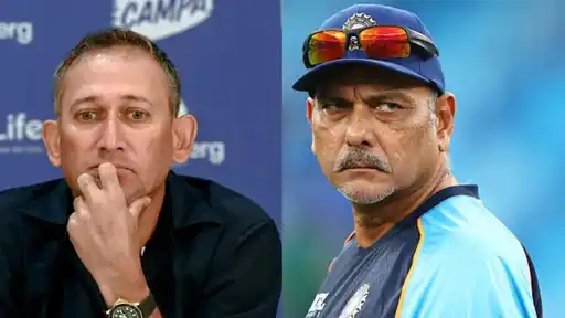 Ajit Agarkar and Ravi Shastri pictured as Shastri emerges as front-runner for BCCI chief selector role