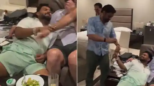 Rishabh Pant and MS Dhoni spend time together at a friends' get-together in a video that has gone viral after the India vs Sri Lanka series