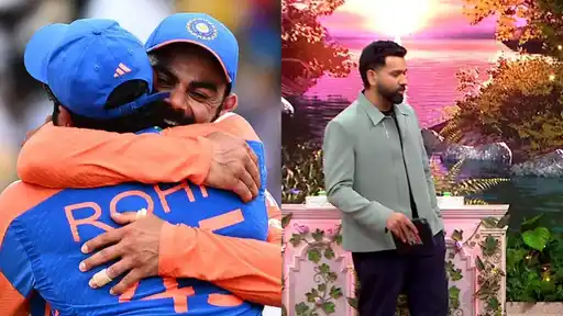 Rohit Sharma and Virat Kohli share an emotional hug after India's T20 World Cup 2024 win
