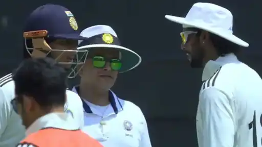 Umpire steps in as Tilak Varma exchanges words with Vaibhav Sooryavanshi during the Duleep Trophy 2026 final