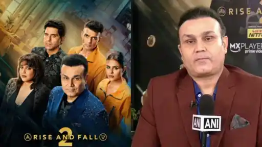 Rise and Fall Season 2 poster and Virender Sehwag speaking to ANI about hosting the show