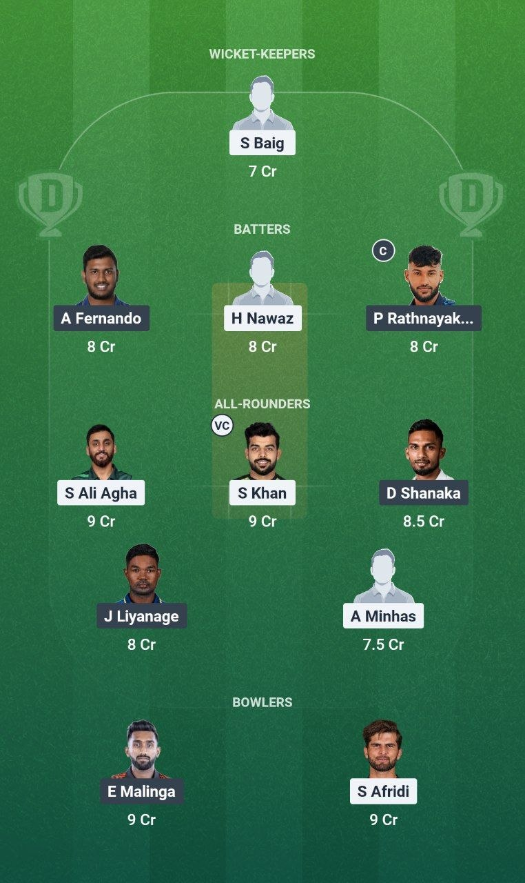 PAK vs SL Dream11 Team