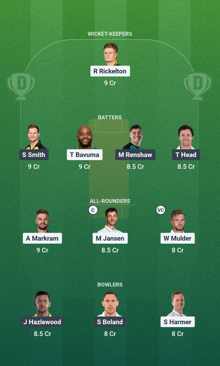 SA vs AUS 3rd Test Dream11 Team