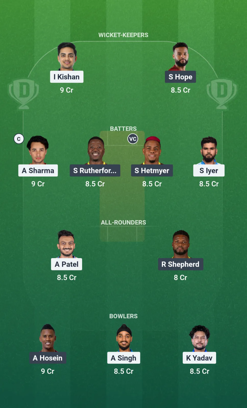 IND vs WI Dream11 Team