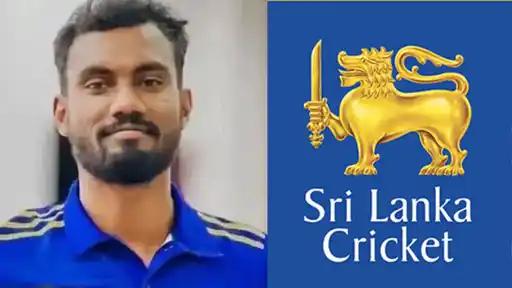 Sri Lanka Cricket logo or team photo with a news graphic on the Saudi court cancelling Anojan Sivarasa’s death sentence and the UAE boycott threat