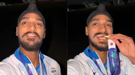 Arshdeep Singh celebrating India's Asian Games gold medal in the viral "We Make It Twice" reel amid the deleted posts controversy