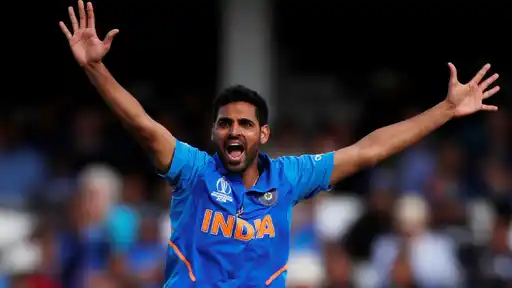 Bhuvneshwar Kumar bowling for India as reports suggest he is likely to return to the T20I squad for the New Zealand tour