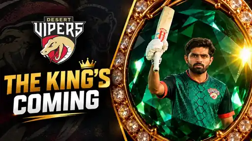 Babar Azam in Desert Vipers colours in the franchise's special 'King' promo video after being dropped from Pakistan's T20I team