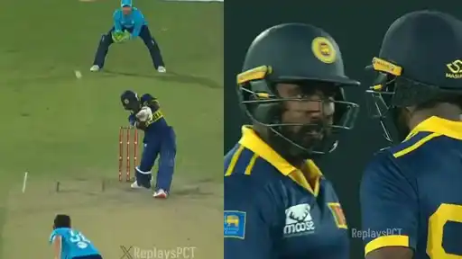 Players celebrate after the last-over finish to the 430-run chase in the England vs Sri Lanka ODI