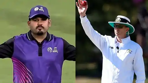 Umpires at a Ranji Trophy and Sheffield Shield match under the Cricket Australia-BCCI exchange programme