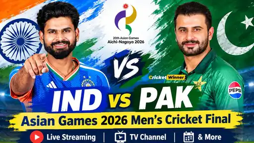 India and Pakistan face off in the Asian Games 2026 men's cricket gold medal match at Korogi Sports Park, Nisshin, Japan, with live streaming on SonyLIV and telecast on Sony Sports.