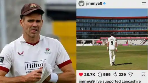 James Anderson in Lancashire colours after announcing his exit following 25 years with the county