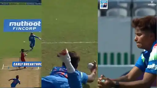 Kranti Gaud takes a brilliant catch to dismiss Loryn Phiri during the India Women vs Zimbabwe Women 1st ODI