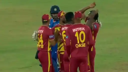 Sanju Samson and West Indies bowler Keemo Paul exchange words after Samson’s dismissal during the India vs West Indies 4th T20I.