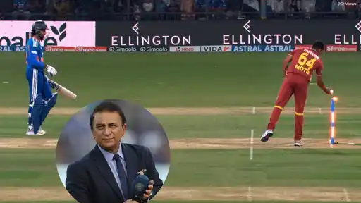 Tilak Varma stranded mid-pitch as a West Indies fielder breaks the stumps during the run-out in the IND vs WI 3rd T20I