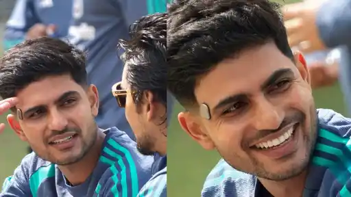 Shubman Gill wearing the ‘Temple’ device during India’s preparations ahead of the New Zealand ODI series